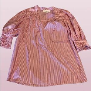 Vine & Love Red and White Striped Blouse